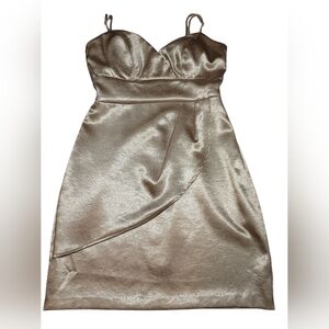 Teeze Me Champagne Gold Satin Mini Dress Size 5/6